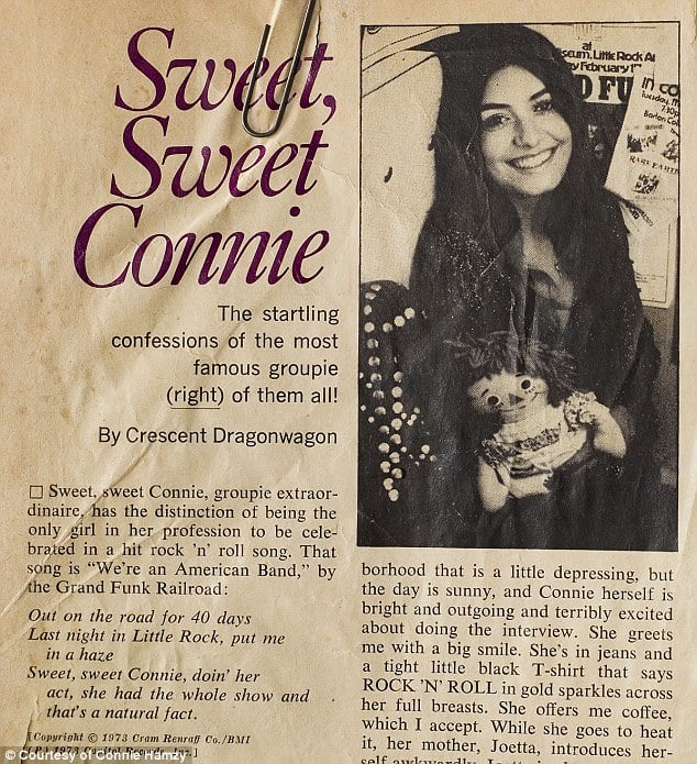 Connie Hamzy: The Queen of the Groupie Lifestyle Sweet Sweet Connie Hamzy newspaper article.