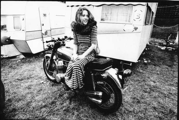 June Child: The Complete Story of Marc Bolan's Wife & Muse June Child sitting on motorcycle in 1971