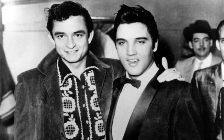 A young Johnny Cash and Elvis.