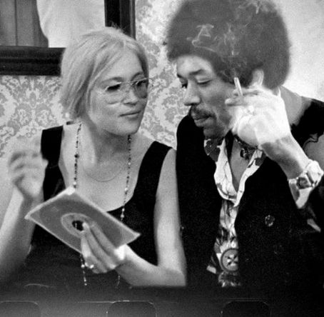 Jimi Hendrix on September 13, 1968 with Carmen Borrero in Los Angeles, California at Bob Masse Art Studio. 