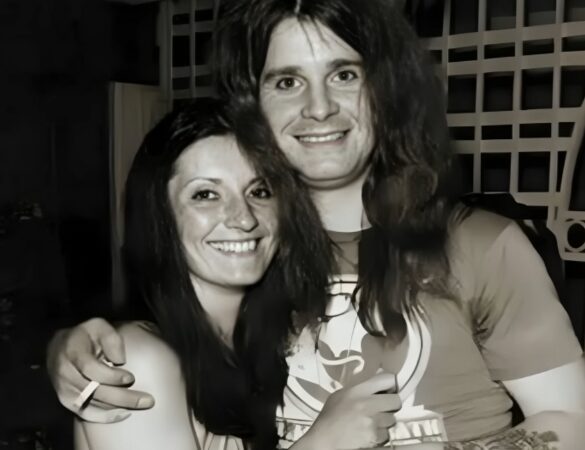Thelma Riley and Ozzy Osbourne smiling together in a candid photo from the early years of their marriage