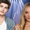 Split photo of Michelle Randolph and Gregg Sulkin with a torn line between them