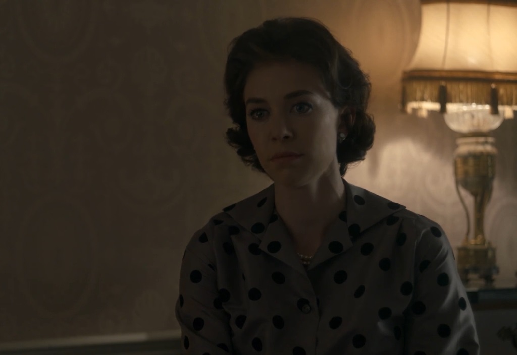 The Many Faces of Vanessa Kirby: Princess Margaret, Grieving Mother in Pieces of a Woman, and Marvel Icon Vanessa Kirby as Princess Margaret sitting in a softly lit room, wearing a polka-dot blouse, reflecting quiet tension and emotional restraint