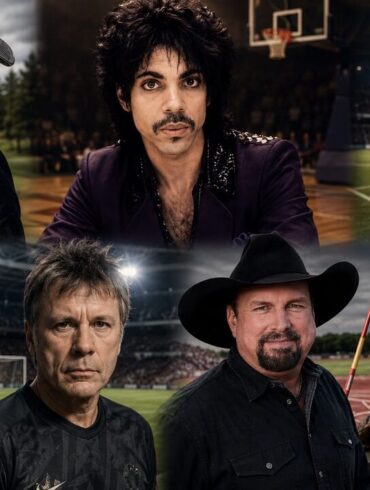7 Popular Musicians Who Spend Their Free Time Playing Sports Alice Cooper, Prince, Rod Stewart, Marvin Gaye, Bruce Dickinson, Garth Brooks and Billy Ray Cyrus with sports associated with their lives and careers.