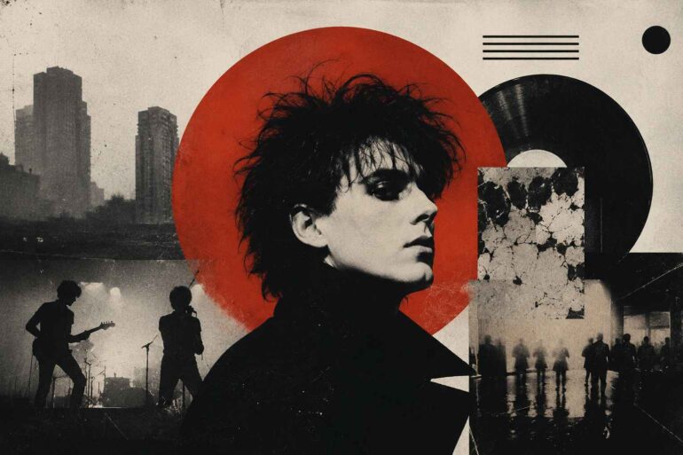 115 Post-Punk Bands From the 2010s, The Records That Kept the Genre Alive Post-punk inspired collage with musician, vinyl record and urban scenery