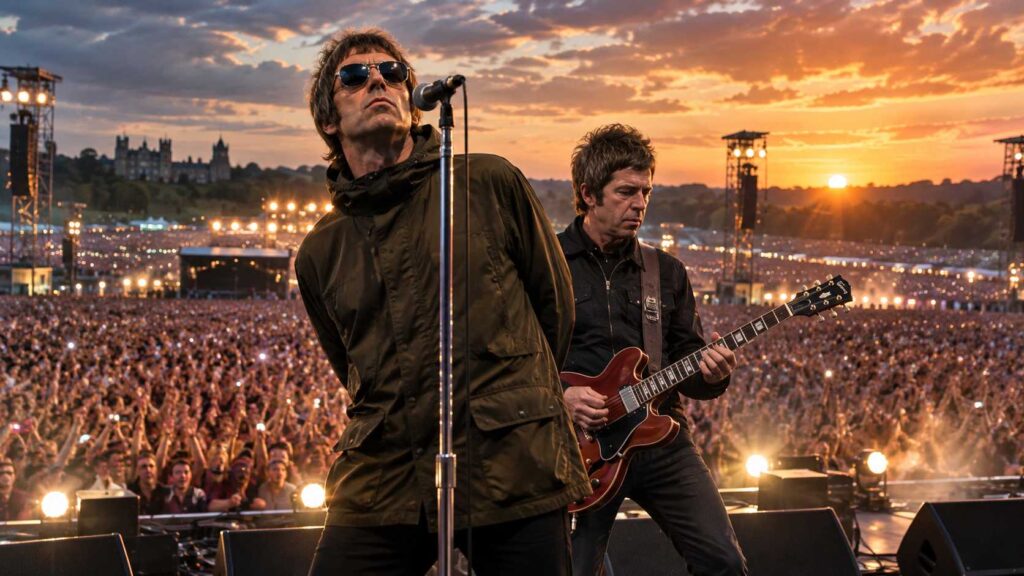 Oasis 2027 Tour Is Official - 38 Dates, Knebworth Return, Ticket Prices and Everything Fans Need to Know Oasis performing in front of a huge crowd at Knebworth.