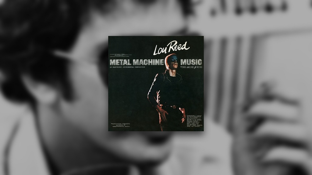 10 Classic Rock Albums Everyone Hated Before They Became Cult Classics Lou Reed’s Metal Machine Music album cover over a blurred black-and-white portrait of Reed.