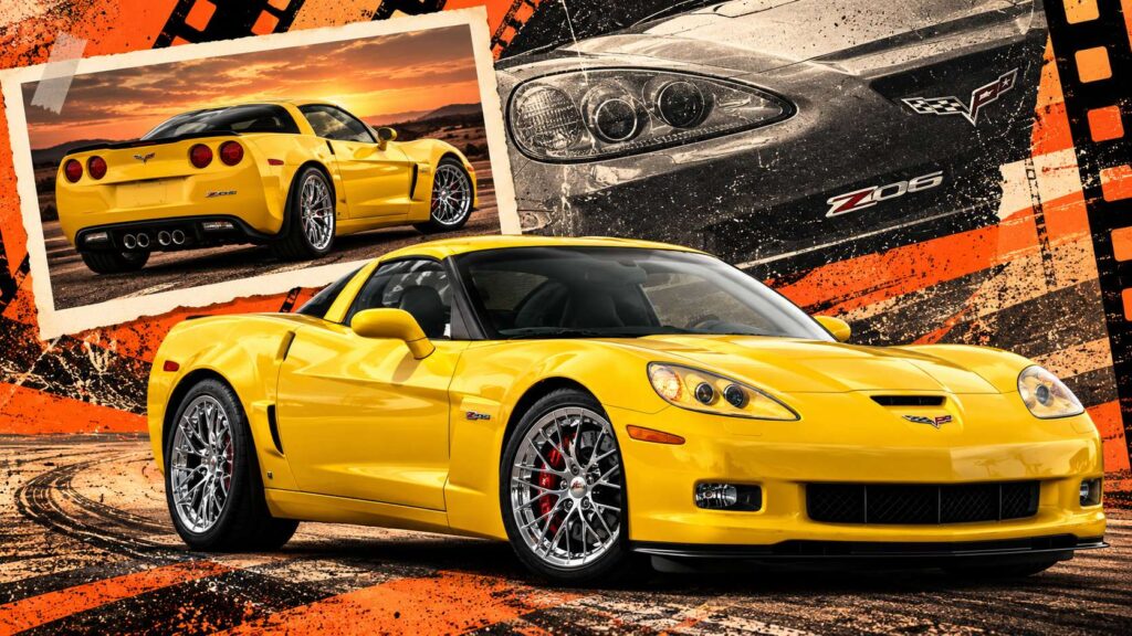 8 Future Classic Cars Worth Buying Before Prices Start Rising Yellow Chevrolet Corvette Z06 C6 shown in a retro orange and black automotive collage.