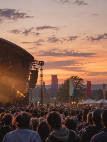 From London to Glasgow, 12 UK Music Festivals Still Ahead in 2026 Crowd watching a live music festival at sunset in the UK